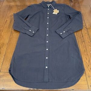 NWT FAHERTY Womens Sz M Black Organic Cotton High Low Shirt Dress Goth MSRP $178